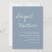 Boho Dusty Blue Simple Handwriting Boho Wedding Einladung (Vorderseite)