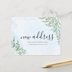 Boho Dusty Blue Simple New Address Moving Ankündigungspostkarte