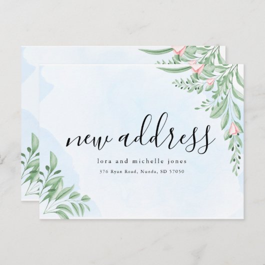 Boho Dusty Blue Simple New Address Moving Ankündigungspostkarte (Vorne/Hinten)
