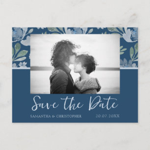 Boho Dusty Blue & Teal Save the Date Hochzeit Postkarte