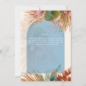 BOHO Dusty Blue Tropical Pampas Grass Wedding Einladung (Rückseite)