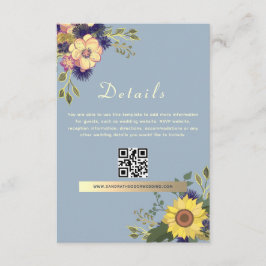 Boho Dusty Blue Wedding Details QR Code Begleitkarte