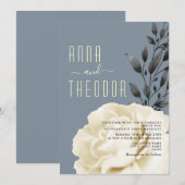 Boho Dusty Blue Wedding Einladung (Vorne/Hinten)