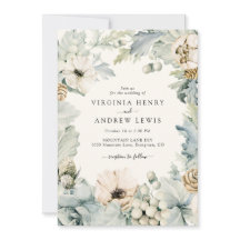 Boho Dusty Blue Wedding Einladung