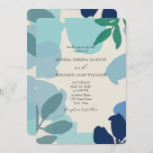 Boho Dusty Blue Wedding Einladung mit QR Code (Vorne/Hinten)