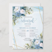 Boho Dusty Blue White Peony Probe Dinner Card Einladung (Vorderseite)