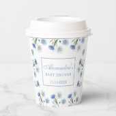 Boho Dusty Blue Wildblume Baby Dusche Pappbecher (Rückseite)