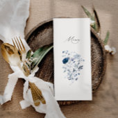 Boho Dusty Blue Wildblume Elegantes Hochzeitsmenü Menükarte