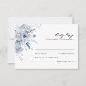 Boho Dusty Blue Wildblume Wedding RSVP Card (Vorderseite)
