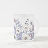 Boho Dusty Blue Wildblumen Thistles Daisy Mattglastasse (VorderseiteRechts)
