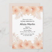 Boho Dusty Blush Blume Palm Leaf Geburtstag Einladung (Vorne/Hinten)