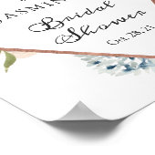 Boho Dusty Floral Rose Gold Brautparty Sign Poster (Ecke)