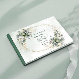 Boho Dusty Green Brautparty-Gästebuch Gold Gästebuch