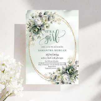 Boho Dusty Green Eucalyptus Thema für Süße  Einladung