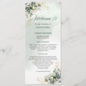 Boho Dusty Green Eukalyptus Aquarell Hochzeit  Programm (Vorderseite)