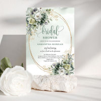 Boho Dusty Green Eukalyptus Brautparty-Einladung