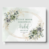 Boho Dusty Green Eukalyptus Brautparty Gast Gästebuch (Vorderseite)