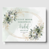 Boho Dusty Green Eukalyptus Brautparty Gast Gästebuch (Vorderseite)