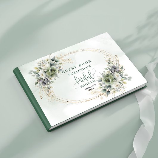 Boho Dusty Green Eukalyptus Brautparty Gast Gästebuch