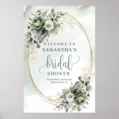 Boho Dusty Green Eukalyptus Brautparty Willkommens Poster (Vorne)