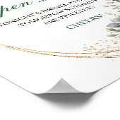 Boho Dusty Green Eukalyptus Open Bar Tischschild Poster (Ecke)