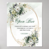 Boho Dusty Green Eukalyptus Open Bar Tischschild Poster (Vorne)