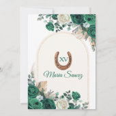 Boho Dusty Green Floral Mexican Girl Quinceañera I Einladung (Rückseite)