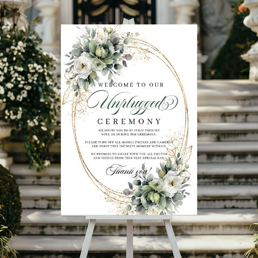 Boho Dusty Green Unplugged Hochzeitsposter Poster