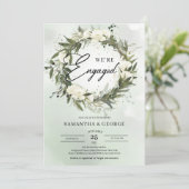 Boho Dusty grünen Olivenhain Weiße Rosen Einladung (Stehend Vorderseite)