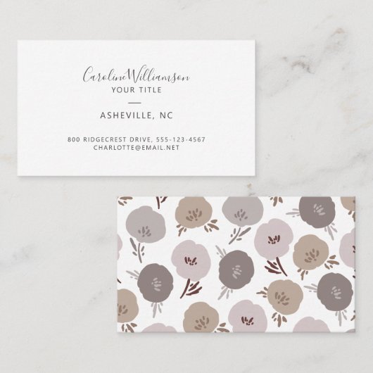 Boho Dusty Lavender Gärtner Floral Visitenkarte (Vorne/Hinten)