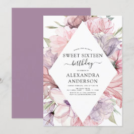 Boho Dusty Lila Sweet 16 Birthday Floral Invitat Einladung