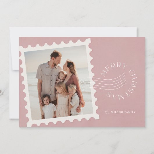 Boho Dusty Pink Briefmarke 2 Foto Weihnachten (Vorderseite)