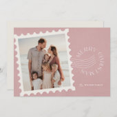 Boho Dusty Pink Briefmarke 2 Foto Weihnachten (Vorne/Hinten)