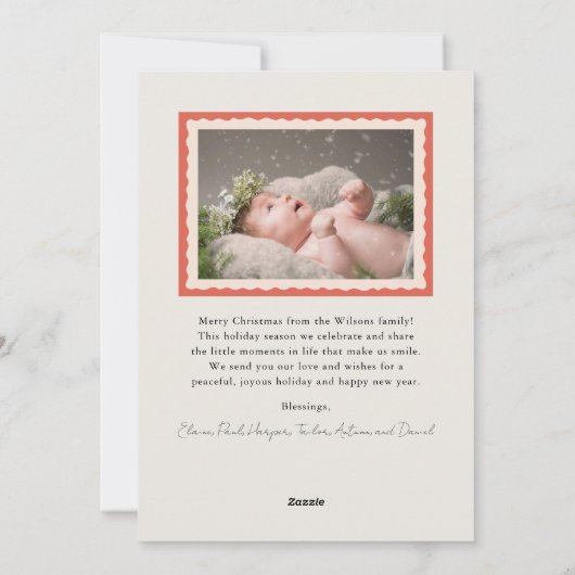 Boho Dusty Pink Briefmarke 2 Foto Weihnachten (Rückseite)