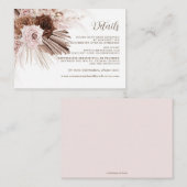 Boho Dusty Pink Brown Pampas Grass Wedding Begleitkarte (Vorne/Hinten)