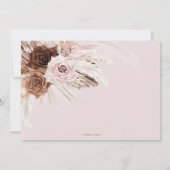 Boho Dusty Pink Brown Pampas Grass Wedding Save The Date (Rückseite)