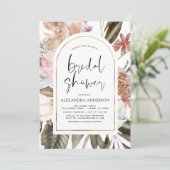 Boho Dusty Pink Burgundy Brautparty Einladung (Stehend Vorderseite)