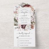 Boho Dusty Pink Burgundy Wedding RSVP All In One Einladung (Innen Boden)