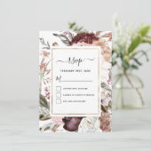 Boho Dusty Pink Burgundy Wedding RSVP Einladung (Stehend Vorderseite)