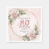 Boho Dusty Pink Eukalyptus 80. Geburtstag Serviett Serviette (Vorderseite)