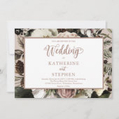 Boho Dusty Pink Floral Bouquet Einladung Hochzeit (Vorderseite)