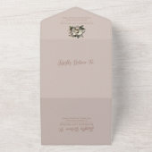 Boho Dusty Pink Floral Bouquet Wedding All In One Einladung (Außenbereich)