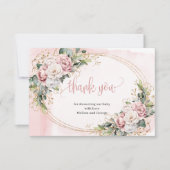 Boho Dusty Pink Floral Eucalyptus Thank You Card Dankeskarte (Vorderseite)