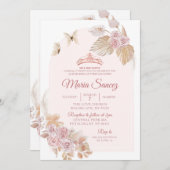 Boho Dusty Pink Floral Mexican Quinceañera Einladung (Vorne/Hinten)