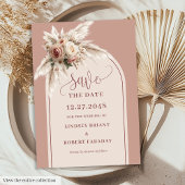 Boho Dusty Pink Floral Pampas Grass Save the Date Einladung
