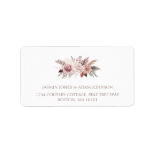 Boho Dusty Pink Getrocknete Blume Hochzeitadresse Adressaufkleber