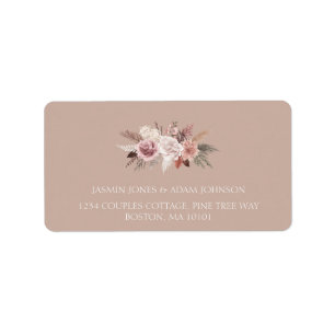 Boho Dusty Pink Getrocknete Blume Hochzeitadresse Adressaufkleber