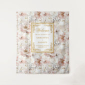 Boho Dusty Pink Ivory Gold Wedding Tapest Wandteppich (Vorderseite)