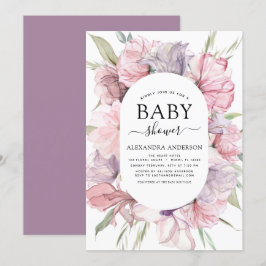 Boho Dusty Pink Lila Baby Dusche Einladung
