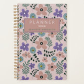 Boho Dusty Pink Lila Botanical Muster Planer (Vorderseite)